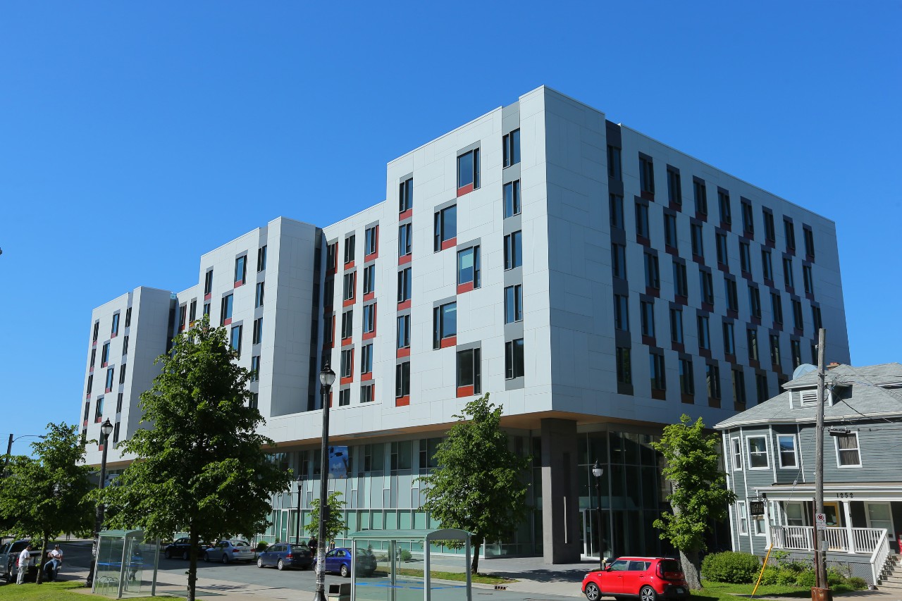 A view of the corner of LeMarchant Place exterior