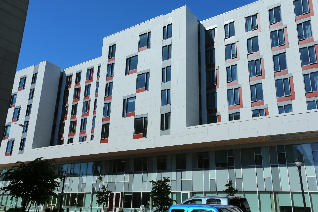 A view of the side of LeMarchant Place exterior