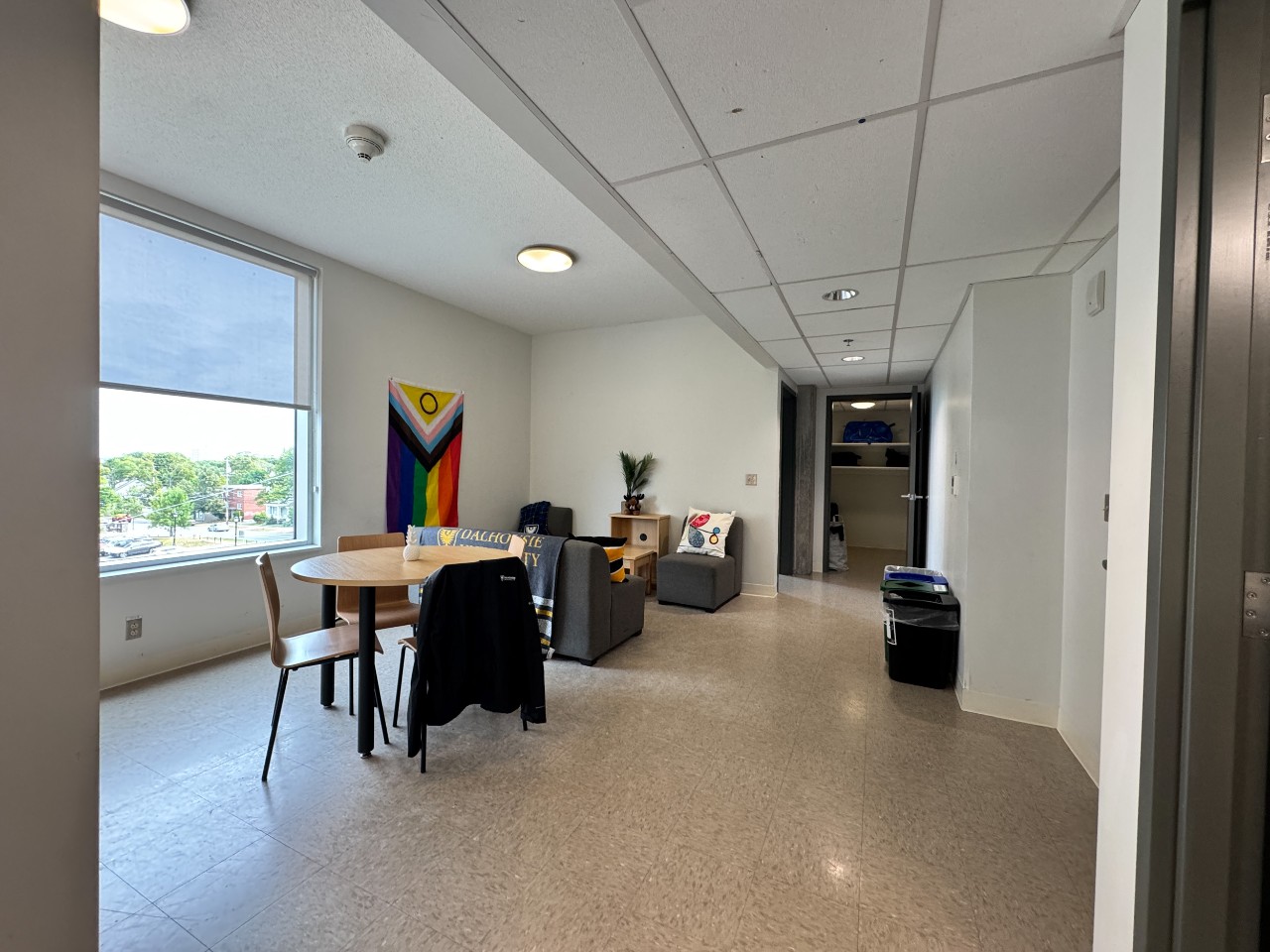 The main living area in a 3-bedroom suite in LeMarchant Place