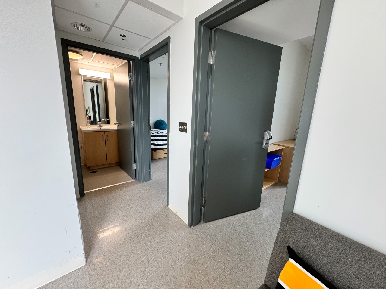 The hallway in a 4-bedroom suite in LeMarchant Place