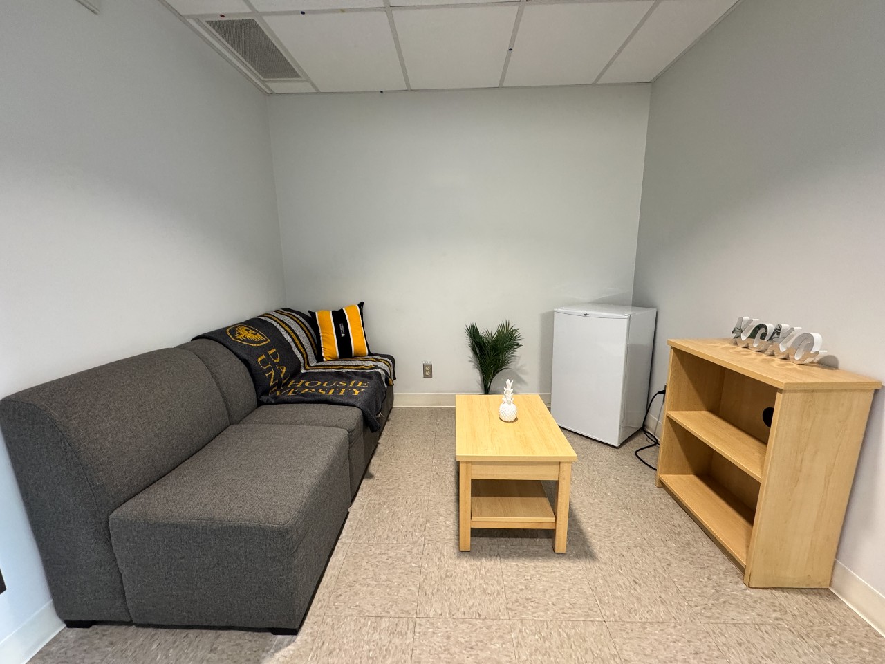 The living area in a 2-bedroom suite in LeMarchant Place