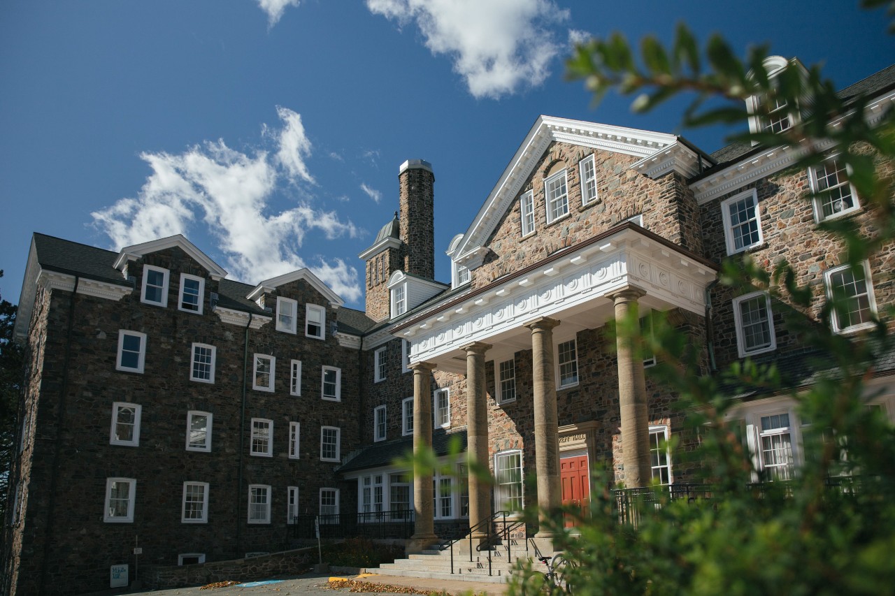 Shirreff Hall exterior on a sunny day