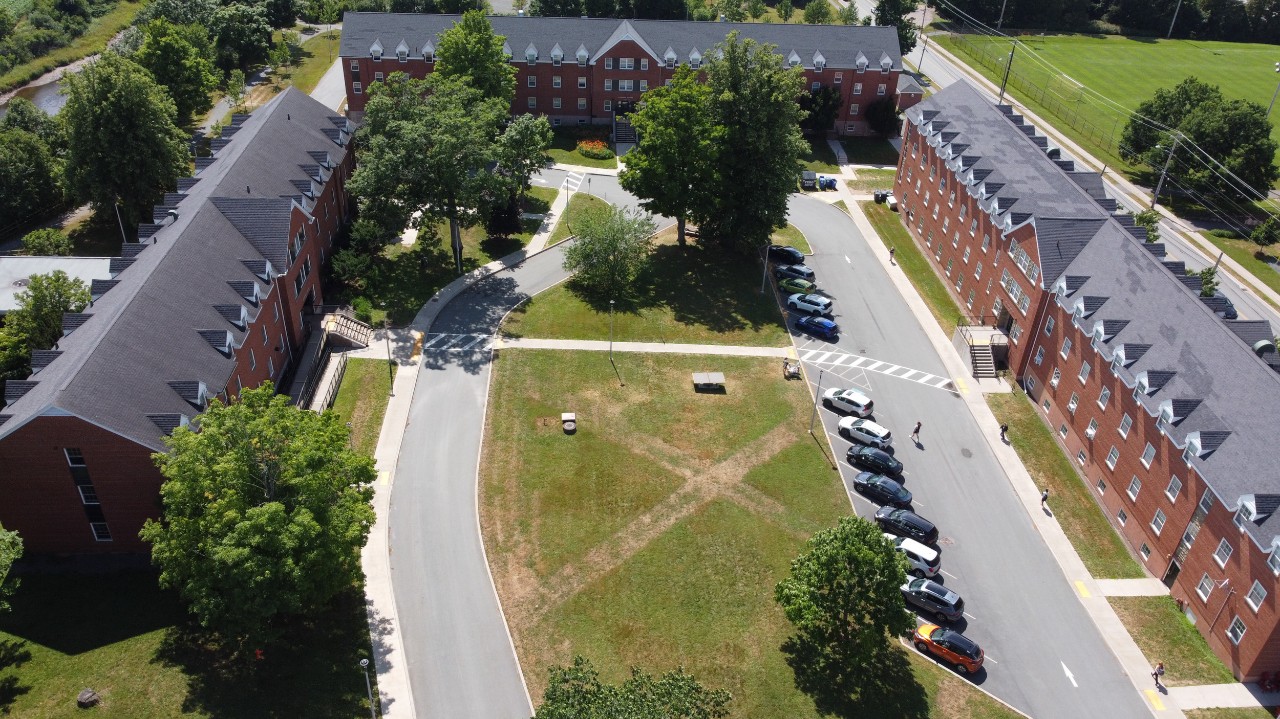 The Horseshoe as seen from the air with all three residence buildings