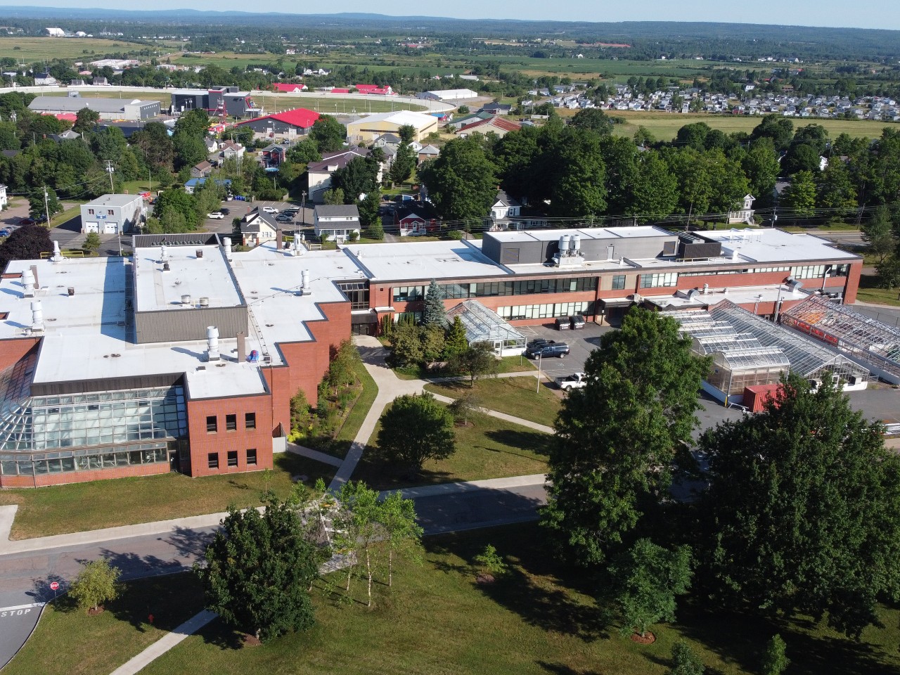 An aerial photo of the Cox Institute 