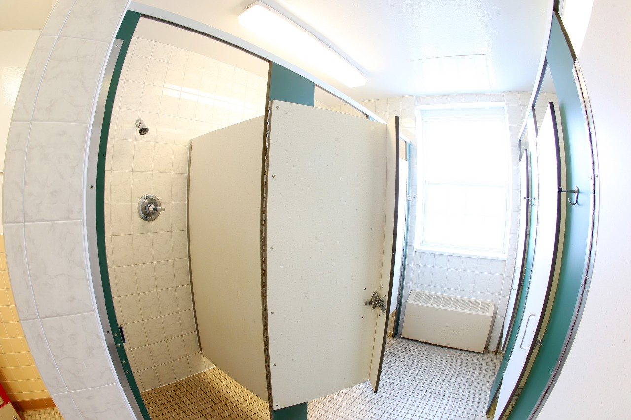 The shower stalls in Fraser House have plenty of space for you and your shower caddy.