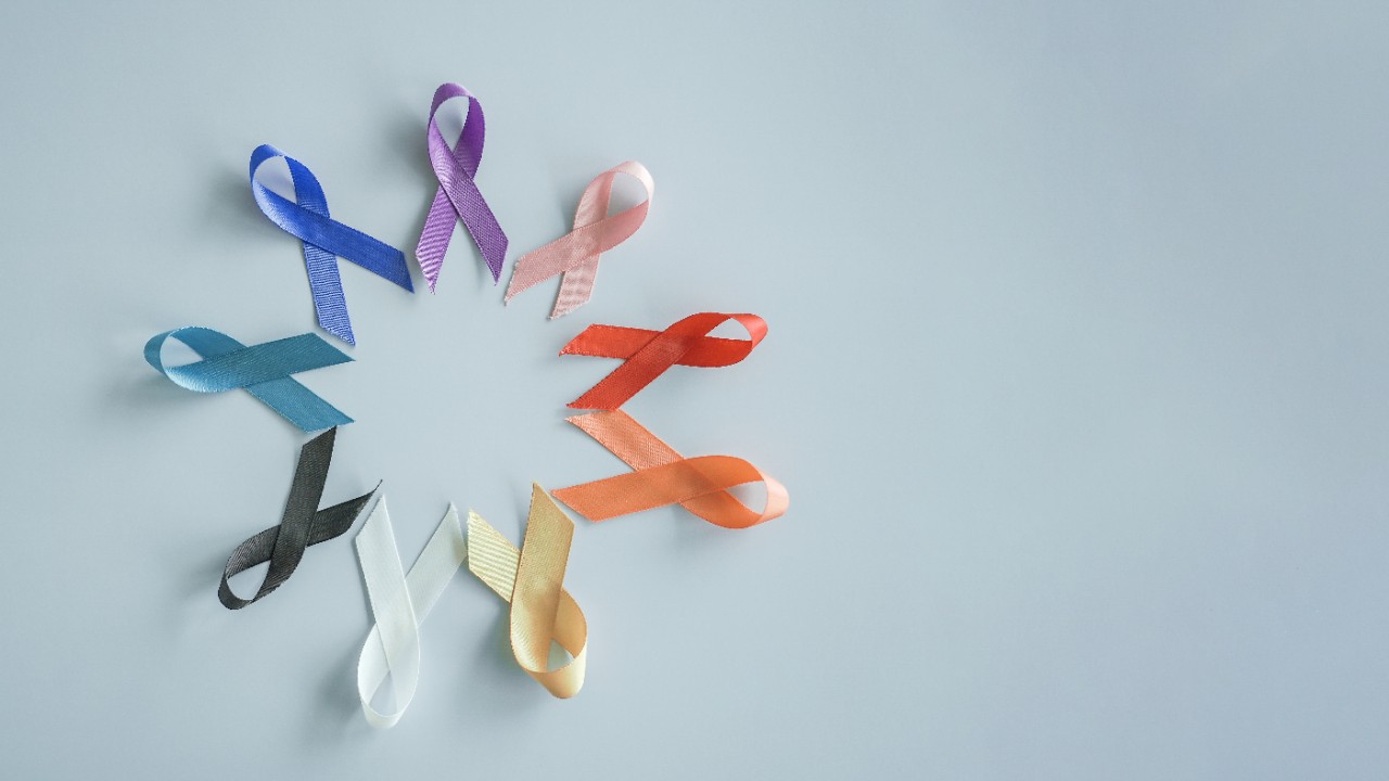Multi colour ribbons, Autism awareness,Autism spectrum disorder family support concept, World Autism Awareness Day