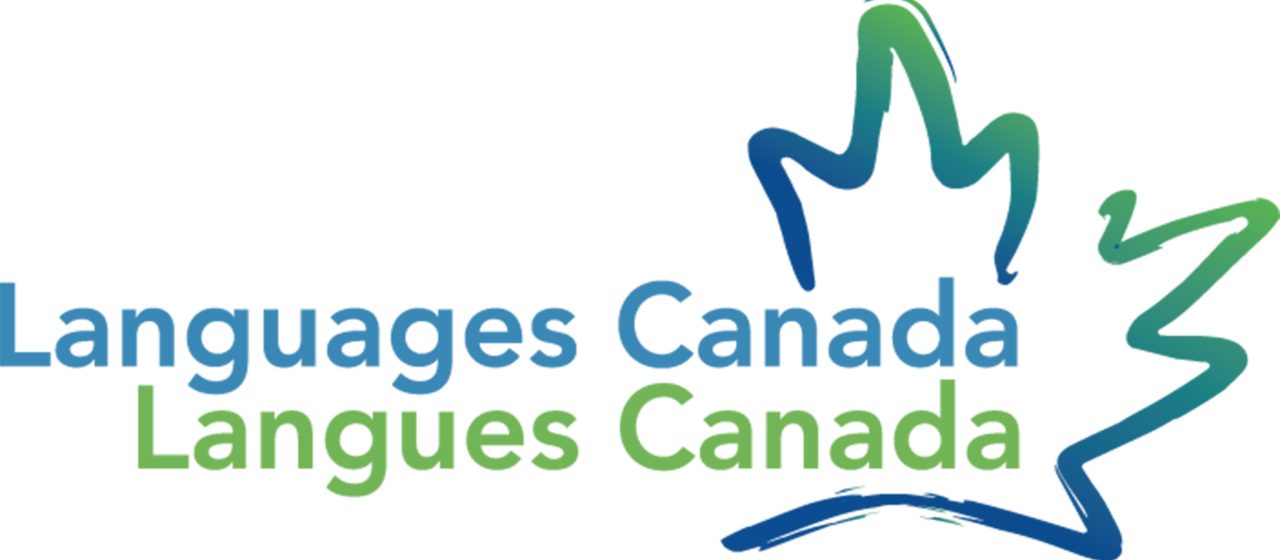 "Languages Canada/Langues Canada" in blue and green font, with an illustration of a maple leaf.