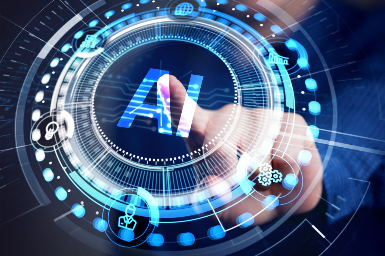 AI icon with finger pointing