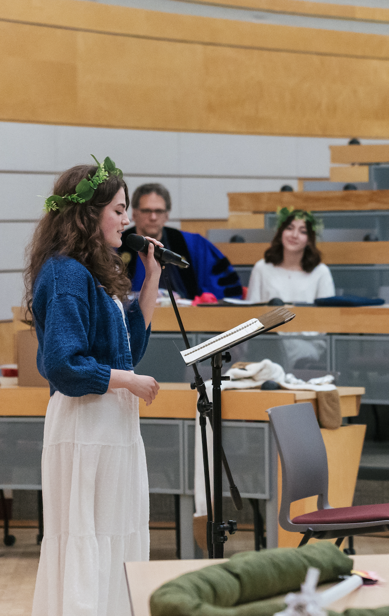 Student performs in class for 2026 Phythia Games in Dal Classics class