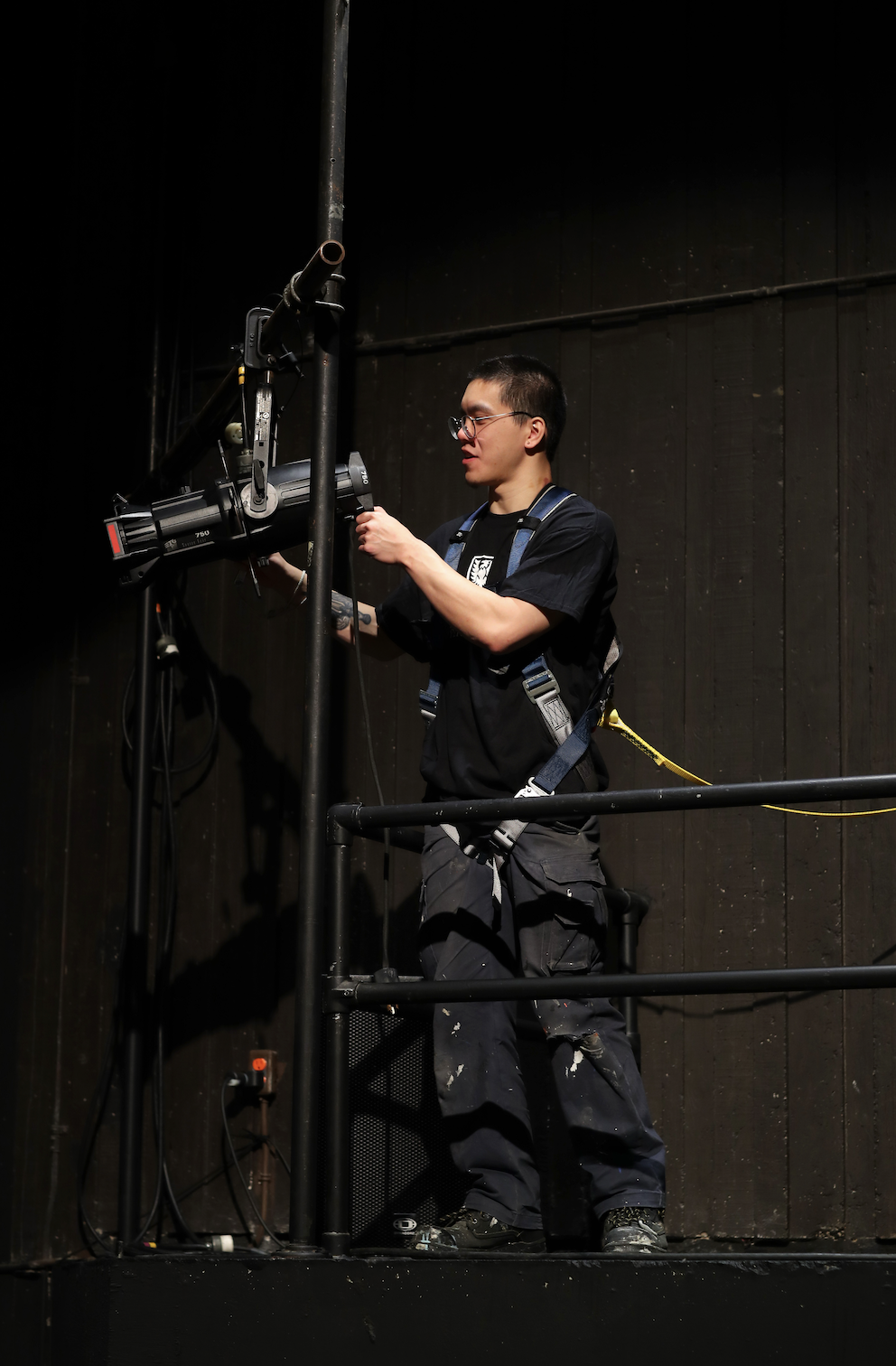 Stage Design Theatre student working on production lighting
