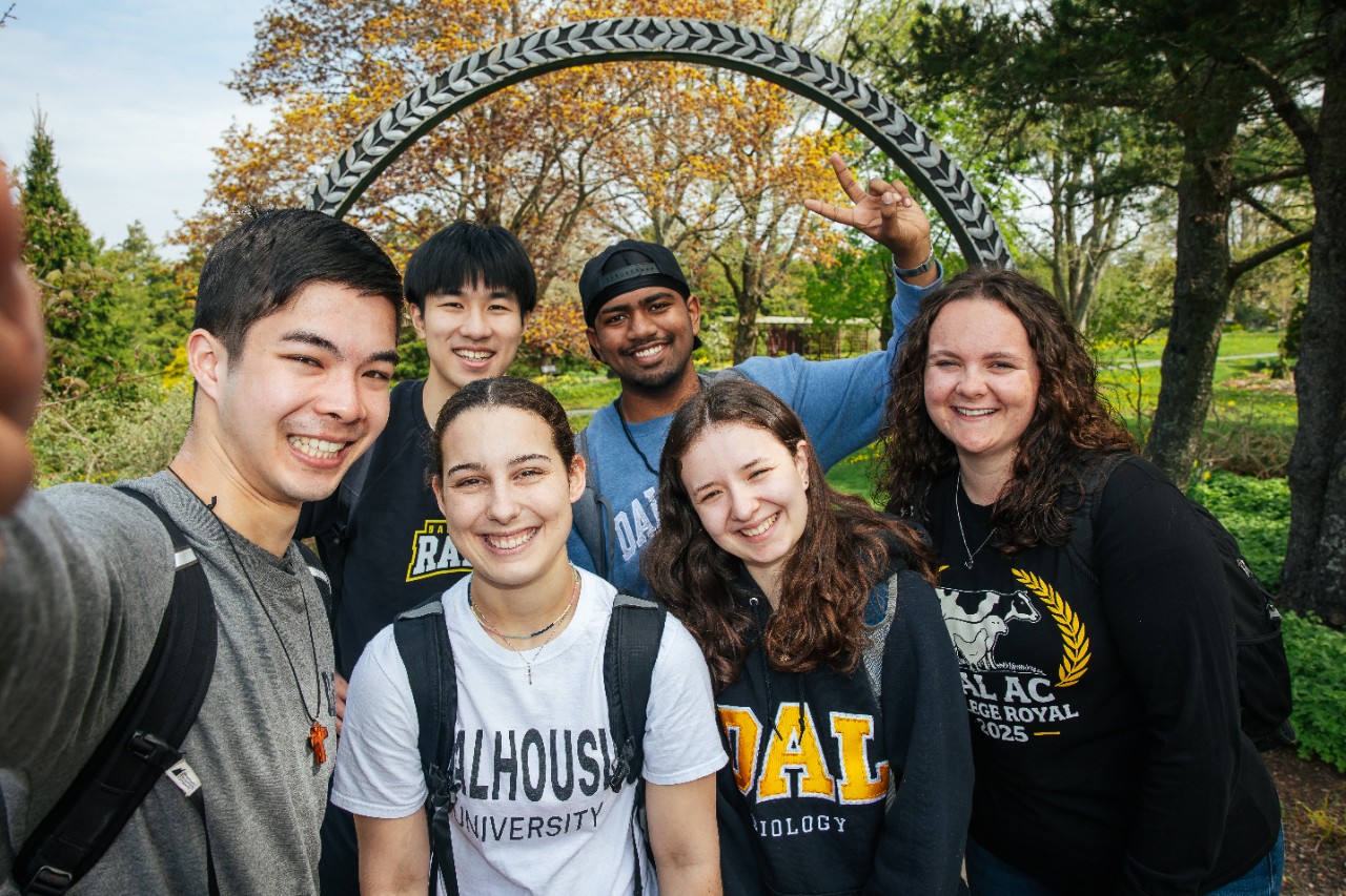 students by the Barley Arch on the Agricultural Campus